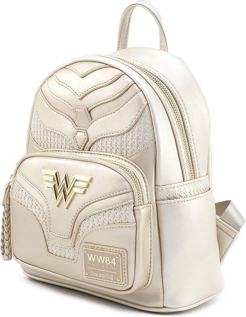 Loungefly حقيبة ظهر ميني لوانجفلاي × دي سي كوميكس ووندر وومان 1984 بحجم واحد باللون الذهبي - Image 4