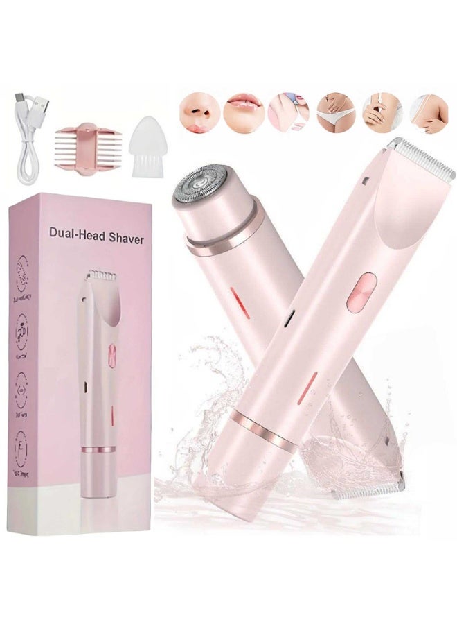 Bikini Trimmer & Facial Hair Remover for Ladies | Dual Head Electric Shaver, Painless Facial & Body Hair Remover, IPX7 Waterproof Wet & Dry,for Legs, Arms, Underarms & Body Parts (Pink) - Image 1
