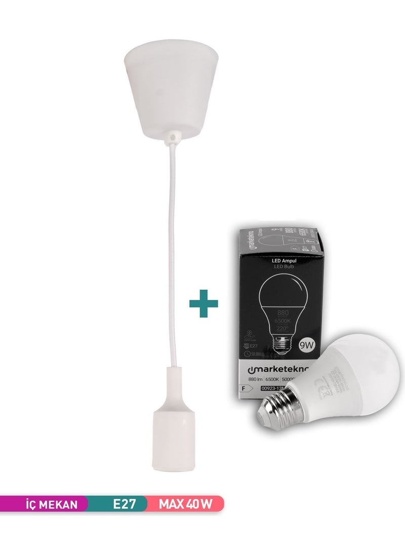 Marketekno Ack Decorative LED Pendant Lamp White E27 Socket Bulb  - Image 1