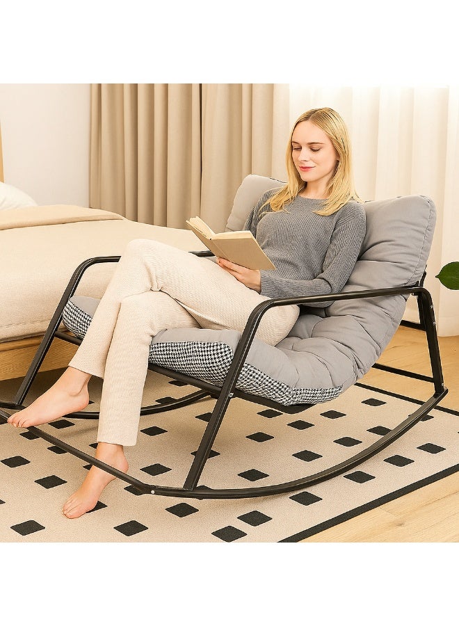 واي آند دي كرسي استرخاء لغرفة المعيشة، كرسي هزاز للاسترخاء في الهواء الطلق، كرسي للحديقة والتخييم، كرسي للكبار مع وسادة مقعد، مناسب للحديقة والفناء الخلفي والمنزل. - Image 2