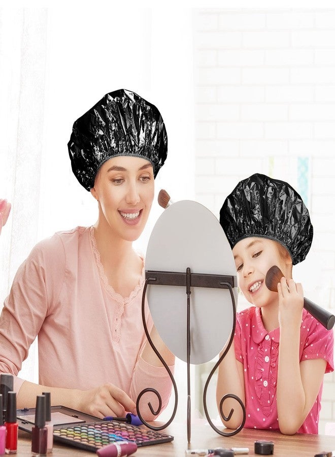 WILLBOND 12 Pieces Deep Conditioning Caps Aluminum Foil Reusable Hair Processing Hair Coloring Shower Caps for Home Salon Use(12 Inch,Black) - Image 2