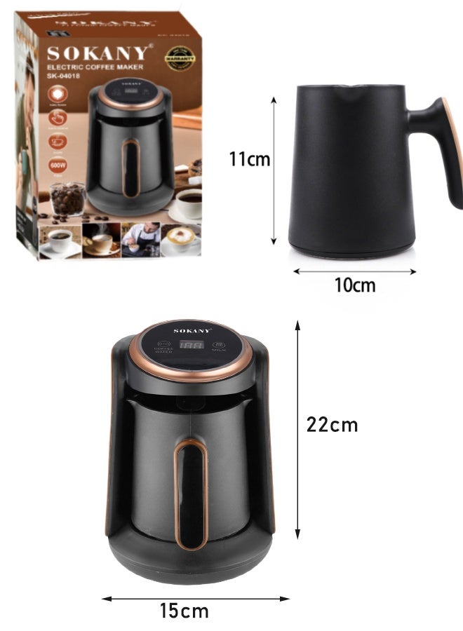 سوكاني ماكينة صنع القهوة التركية، ماكينة قهوة كهربائية محمولة، 600 واط، سعة 250 مل، وعاء قهوة كهربائي، SK-04018، أسود - Image 3