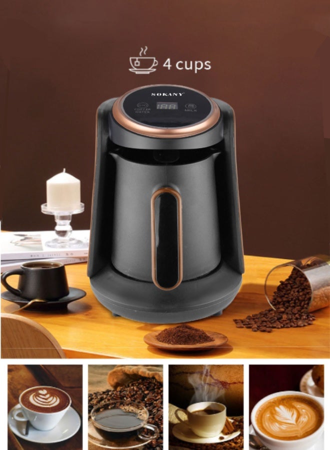 سوكاني ماكينة صنع القهوة التركية، ماكينة قهوة كهربائية محمولة، 600 واط، سعة 250 مل، وعاء قهوة كهربائي، SK-04018، أسود - Image 2