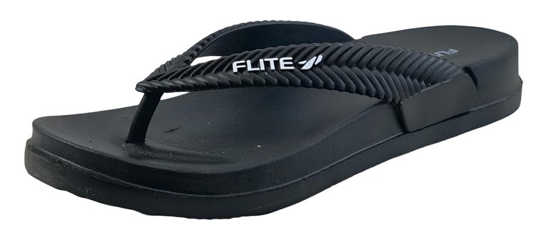 Flite Women’s Daily Use Slippers | Soft Cushion Sole | Lightweight & Comfortable | Non-Slip Casual Flip-Flops | Stylish Home & Outdoor Wear (Black, UK Footwear Size System, Adult, Women, Numeric, Medium, 5) - Image 2