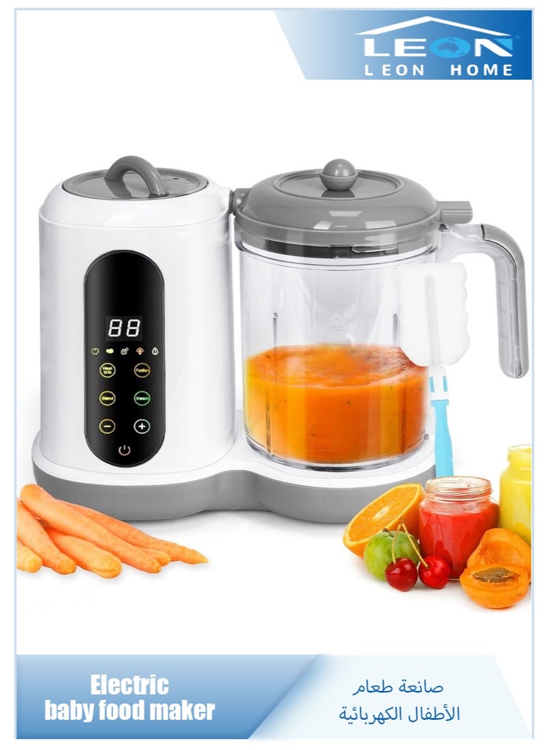 ليون هوم 6 في 1 آلة تحضير طعام الأطفال الكهربائية، خلاط طعام الأطفال، آلة تحضير طعام الأطفال متعددة الوظائف، خلاط أوتوماتيكي بالكامل، آلة تحضير طعام الأطفال الصغيرة المزودة بوظيفة الطهي بالبخار والتوقيت، مناسبة للأطفال الرضع والأطفال الصغار. - Image 1