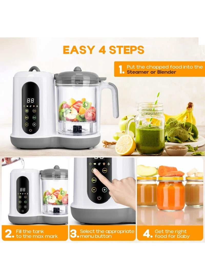 ليون هوم 6 في 1 آلة تحضير طعام الأطفال الكهربائية، خلاط طعام الأطفال، آلة تحضير طعام الأطفال متعددة الوظائف، خلاط أوتوماتيكي بالكامل، آلة تحضير طعام الأطفال الصغيرة المزودة بوظيفة الطهي بالبخار والتوقيت، مناسبة للأطفال الرضع والأطفال الصغار. - Image 3