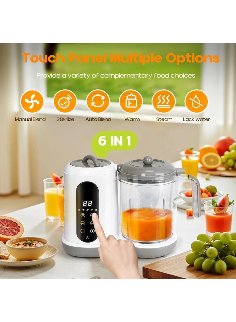 ليون هوم 6 في 1 آلة تحضير طعام الأطفال الكهربائية، خلاط طعام الأطفال، آلة تحضير طعام الأطفال متعددة الوظائف، خلاط أوتوماتيكي بالكامل، آلة تحضير طعام الأطفال الصغيرة المزودة بوظيفة الطهي بالبخار والتوقيت، مناسبة للأطفال الرضع والأطفال الصغار. - Image 2