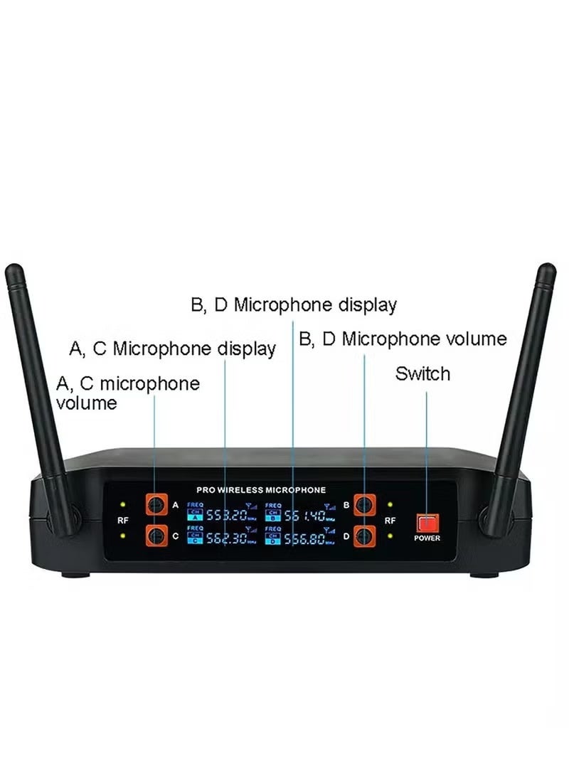 ELTRAZONE Wireless Handheld Microphone System with 4-Channel VHF Receiver, Long-Range 200ft Signal, Noise-Reduction Dynamic Mic for Home Karaoke, Parties, Events, Outdoor Audio, TV Singing & Professional Voice Use - Image 4