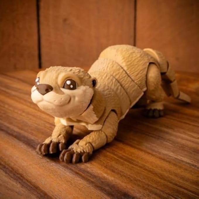 VUNDO 3D Printed Otter, 3D Printed Animals Toy, Full Articulated Flexible Fidget Toys - Brown- Small - 6Inch - Image 3