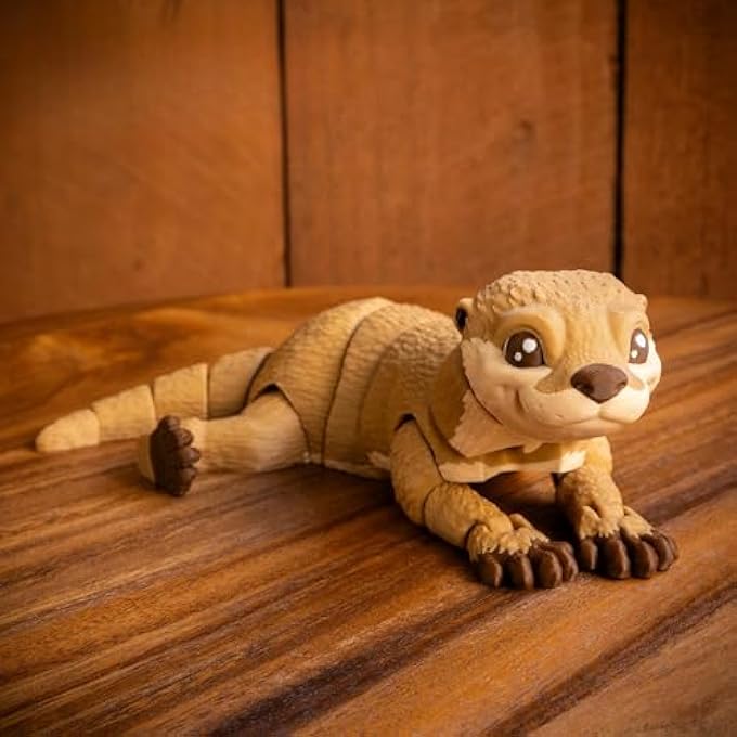 VUNDO 3D Printed Otter, 3D Printed Animals Toy, Full Articulated Flexible Fidget Toys - Brown- Small - 6Inch - Image 4