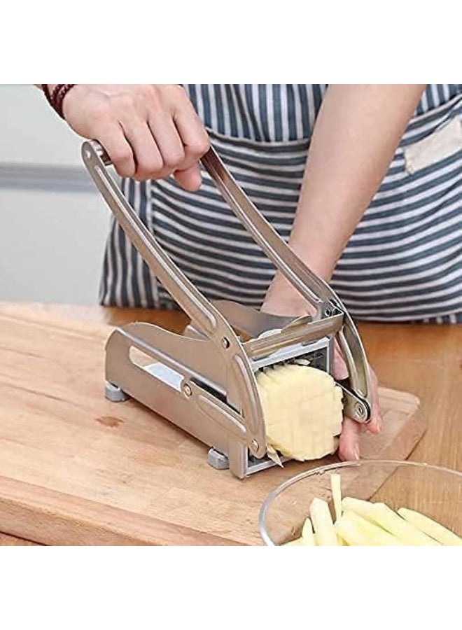 MHR Stainless Steel Potato Chipper, Heavy Duty French Fry Cutter with Sharp Blades for Easy Potato & Vegetable Slicing at Home - Image 3