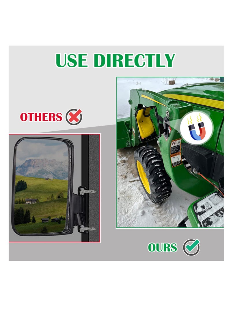 Magnetic Tractor Mirrors, Lawn Mover Side Mirrors With Strong Magnets, Compatible with Golf Cart Compact Tractors, Easy to Install and More Fixed, for Mahindra, Kubota, John Deere - Image 3