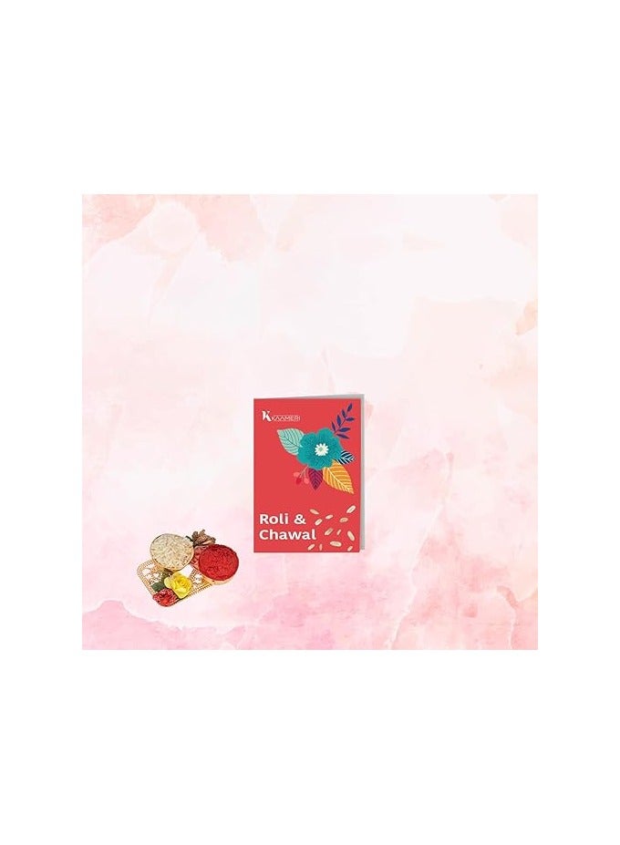Kaameri Bazaar Bhaiya Bhabhi Rakhis Set with Roli Chawal Pack and greeting card - Rakhi for brother and bhabhi - Lumba Rakhi for Bhabhi rakhi set of 2 - Image 5