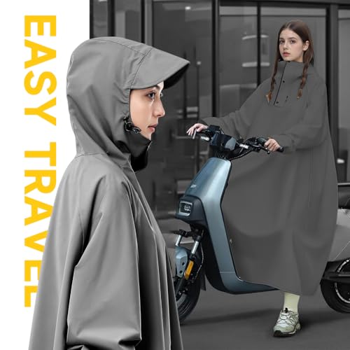 PALAY® Long Rain Coat, Waterproof Raincoat for Women Reusable Hooded Rain Poncho with Wide Brim Lightweight Raincoat for Hiking, Travel, Motorcycle Riding, M - Image 4