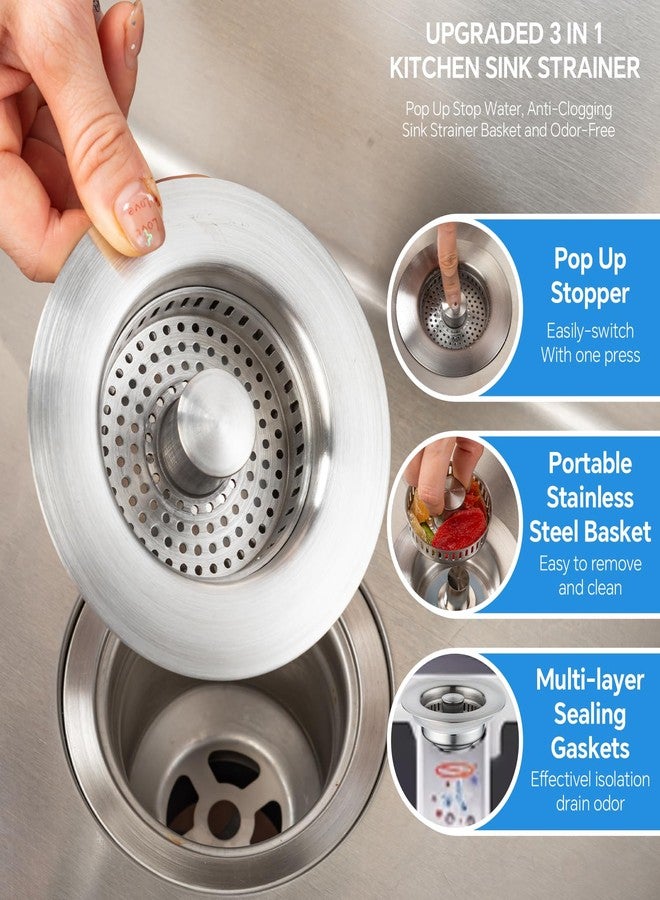 SELLO All Metal Stainless Steel 3 in 1 Kitchen Sink Strainer and Stopper Combo for Standard 3-1/2 Inch Drain, Sink Food Catcher Basket，Anti-Clogging Garbage Disposal Stopper - Image 3