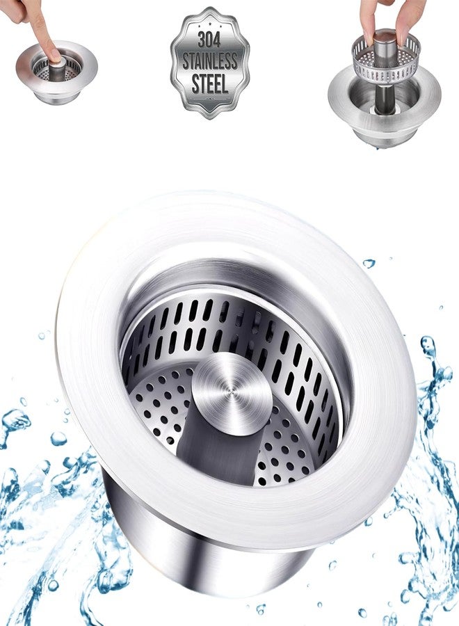 SELLO All Metal Stainless Steel 3 in 1 Kitchen Sink Strainer and Stopper Combo for Standard 3-1/2 Inch Drain, Sink Food Catcher Basket，Anti-Clogging Garbage Disposal Stopper - Image 1