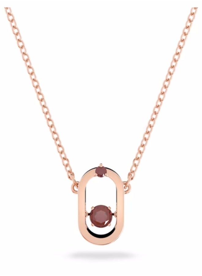 Chomel - Sparkling Dancing Pendant Round Cut, Oval, Red, Rose Gold Plated - Image 1