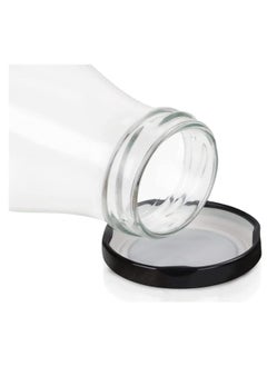 FUFU 6 pack 1L Glass Bottles, Clear Glass Milk Bottles with Black Lids, Shake Container,  Drinking Bottles with  - Image 3