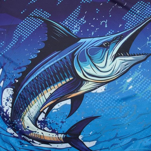 Weimostar Fishing Shirts for Men Long Sleeve Fishing Jersey Sun Protection Funny Tee T-Shirt Fish Blue Size M - Image 5