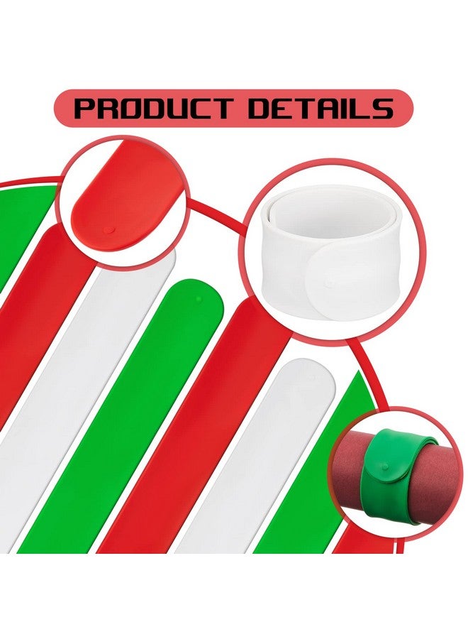 Charniol 12 Pieces Wrapping Paper Roll Holder Holiday Flip Wraps Silicone Covered Metal Strips Flip 1 x 9 Inch Poster Paper Roll Holder Stabilizer Slap Bands for Storage Organization White Red Green - Image 3