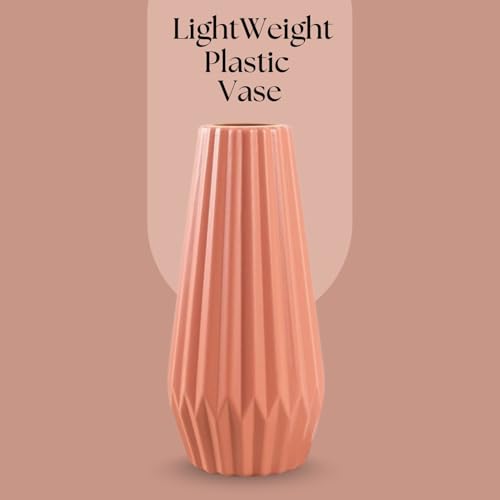 Ascension Plastic Flower Pot for Home Office Living Room Decoration Unbreakable and Light Wieght Different Design Flower Vase for Table Corner, Gift & Diwali Decoration Only Vase Not Flowers (Pink) - Image 3