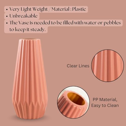Ascension Plastic Flower Pot for Home Office Living Room Decoration Unbreakable and Light Wieght Different Design Flower Vase for Table Corner, Gift & Diwali Decoration Only Vase Not Flowers (Pink) - Image 4
