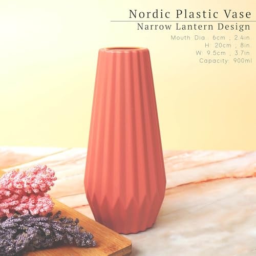 Ascension Plastic Flower Pot for Home Office Living Room Decoration Unbreakable and Light Wieght Different Design Flower Vase for Table Corner, Gift & Diwali Decoration Only Vase Not Flowers (Pink) - Image 5