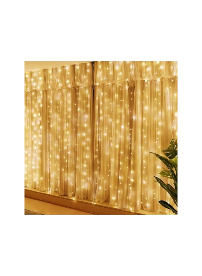 The Bros 300 LED Diwali Fairy Curtain Lights with Remote Control 8 Lighting Modes 3x3m USB Plug String Light for Wedding Patio Garden Christmas Wall Decorations Home Garden Bedroom (Warm White)  - Image 5