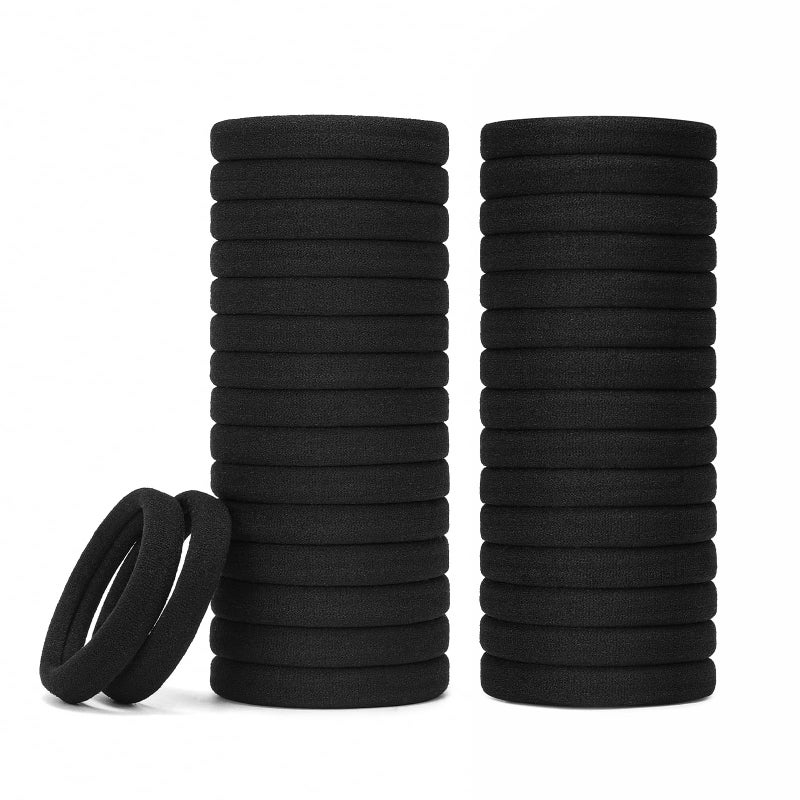Mia Klein Hair Ties Black 100Count Extra Thick 5CM, Bulk Elastic Hair Bands for Thick Heavy Hair, Seamless Hair Accessories for Girls Women, Ponytail Holder (Black) - Image 1
