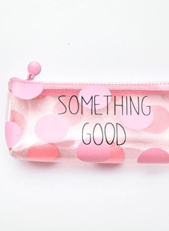 إسكدنيا مقلمة مطبوع عليها عبارة Something Good وردي/شفاف - Image 2