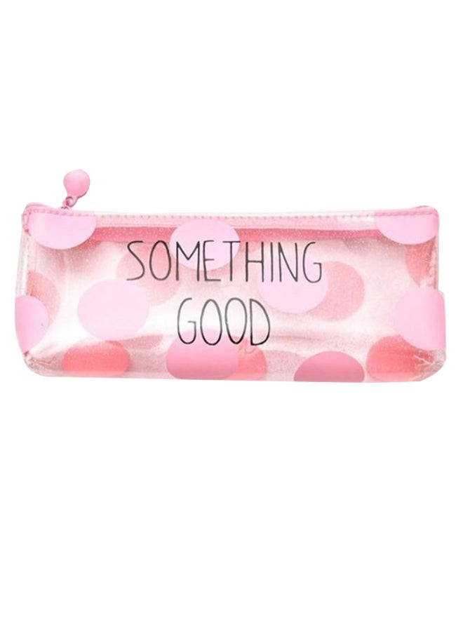 إسكدنيا مقلمة مطبوع عليها عبارة Something Good وردي/شفاف - Image 1