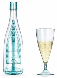 Y&D Plastic Champagne Flutes Reusable Cups with Storage Bottle Blue Portable CupMimosa Glasses Perfect for Picnic Party Camping and Gathering(Set of 5)  - Image 1