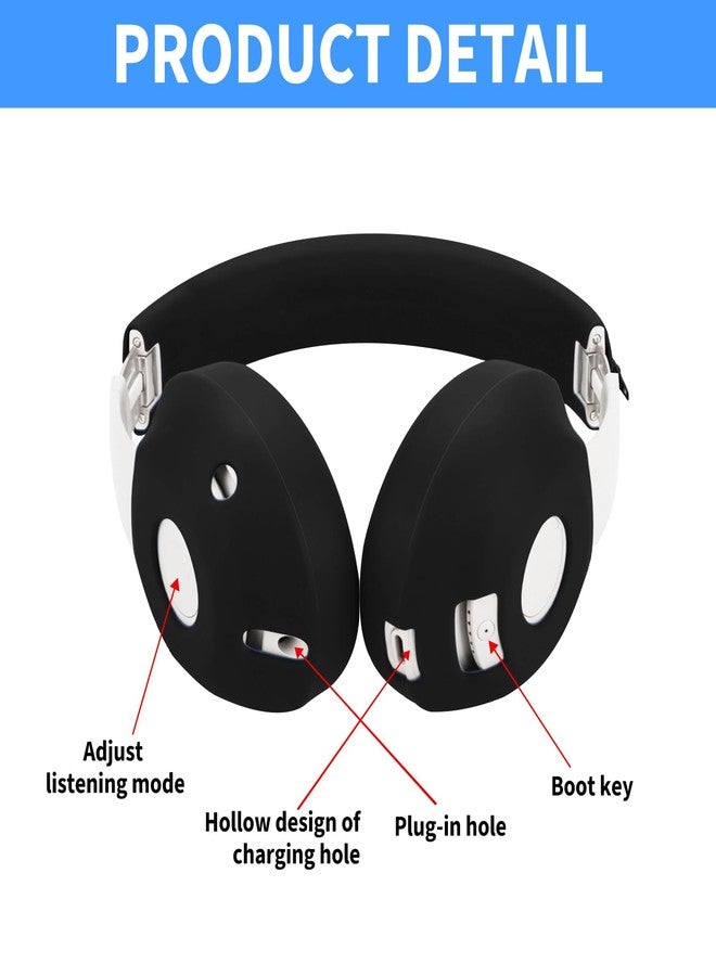 Adhiper Silicone Sweat Ear Covers for Beats Studio Pro Wireless Headphones, Upgraded Studio Pro Headphone Case Covers Accessories with Full Coverage Ear Pads Covers & Zipper Headband Cover - Black - Image 5