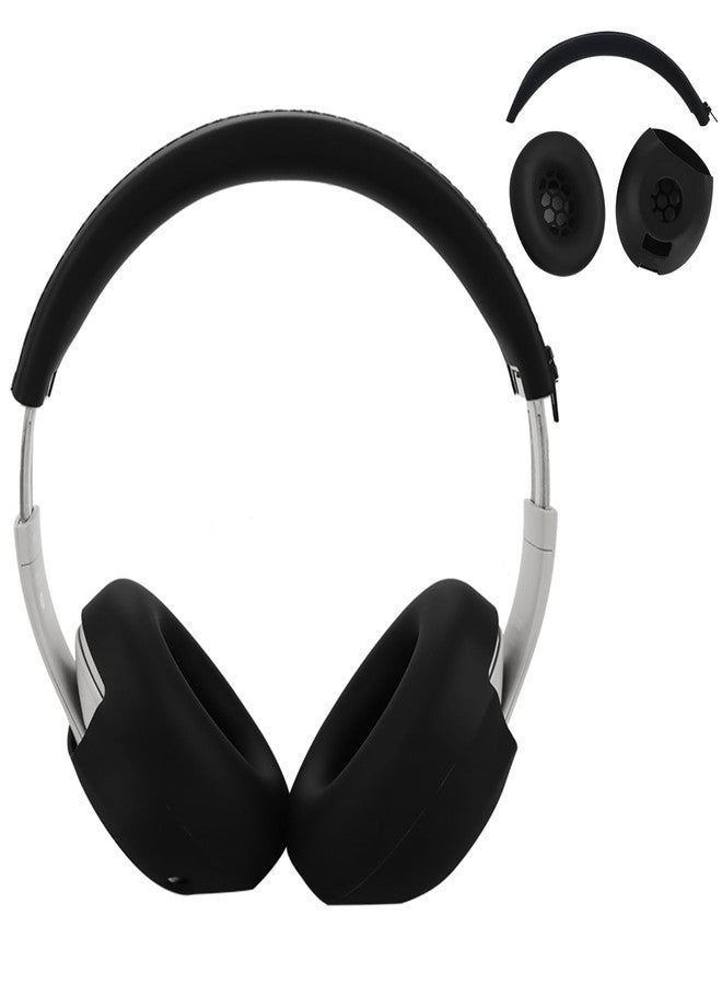 Adhiper Silicone Sweat Ear Covers for Beats Studio Pro Wireless Headphones, Upgraded Studio Pro Headphone Case Covers Accessories with Full Coverage Ear Pads Covers & Zipper Headband Cover - Black - Image 1