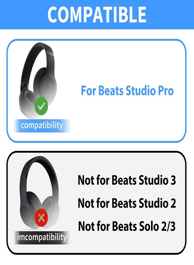 Adhiper Silicone Sweat Ear Covers for Beats Studio Pro Wireless Headphones, Upgraded Studio Pro Headphone Case Covers Accessories with Full Coverage Ear Pads Covers & Zipper Headband Cover - Black - Image 2