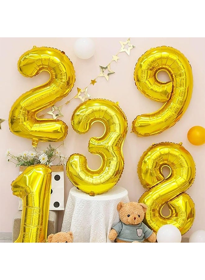 2 Set 20 Pcs Number Balloons 16 Inch Gold 0-9 Number Mylar Foil Balloons Gold Custom Digital Balloons for Birthday Party Engagement Graduations Anniversary Baby Shower Decor Party Supplies - Image 5