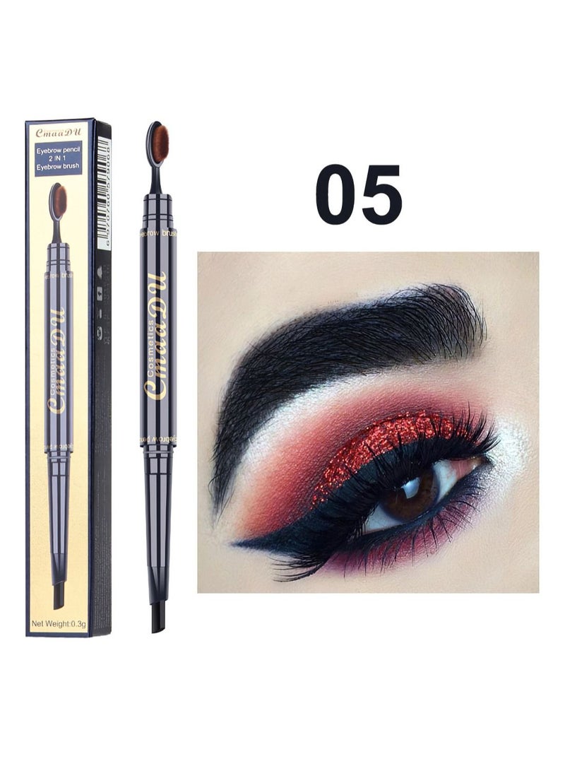 CmaaDu Eyebrow Pen Toothbrush Pencil Waterproof Double Head  - Image 2