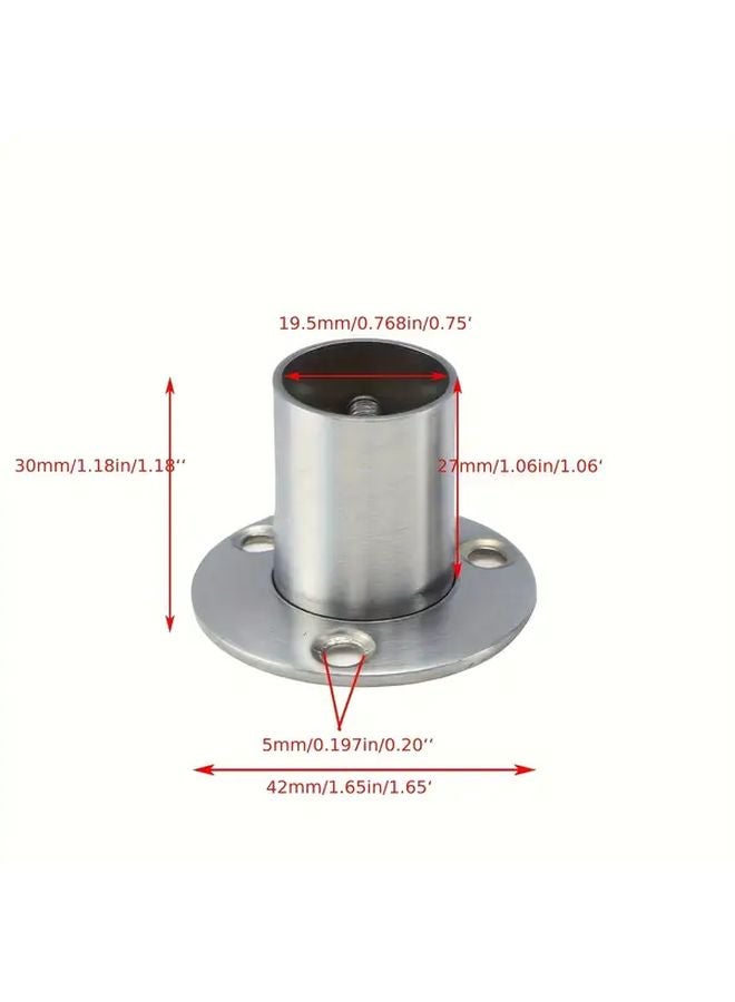 4pcs Stainless Steel Shower Rod Flange Holders Metal Brushed Finish Closet Rod Support Brackets - Image 3