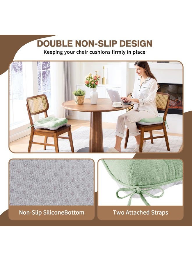 BETU Chair Cushions for Dining Chairs Set of 4,3.5" Thick Kitchen Table Chair Pads with Ties,Non Slip Backing and Covers, Seat Cushion for Dining Room,Bar,Patio Chairs,16"X16"X3.5",Sage Green - Image 2