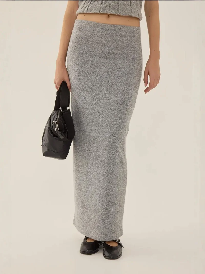 زوبعة تنورة ماكسي عالية الخصر بنقوش