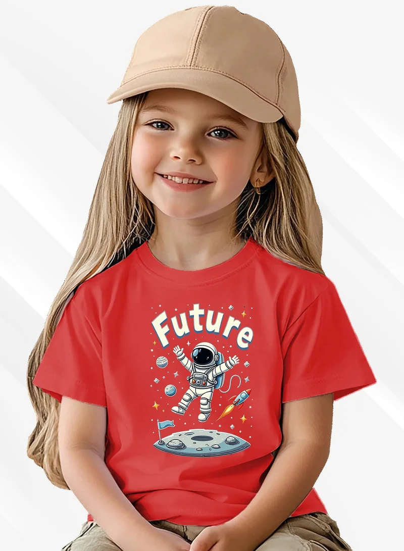 Funkaar red Funkaar Astronaut Future Space T-Shirt – 100% Cotton, Bio-Washed, Super Combed, Tagless, Soft & Durable Casual Wear for Kids  | Best Price UAE