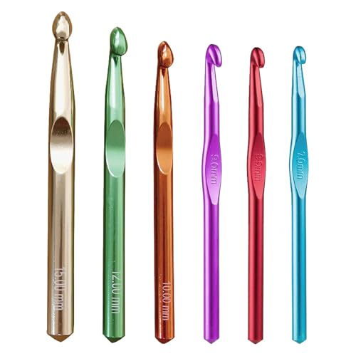 Yarniss Large Aluminum Crochet Hooks Set 7mm, 8mm, 9mm,10mm, 12mm, 15mm, Big Standard Size Crochet Hooks - Image 1