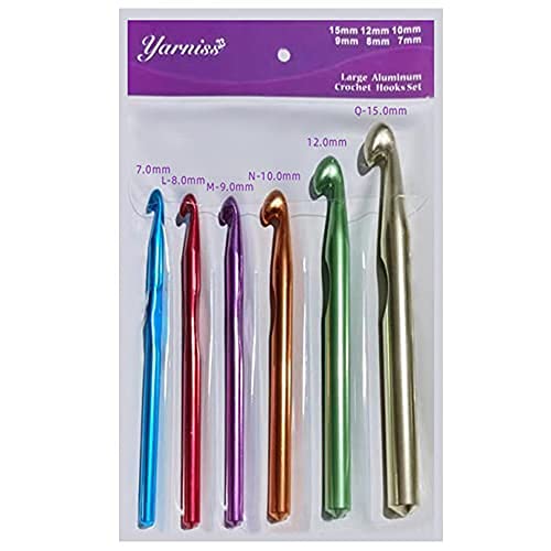 Yarniss Large Aluminum Crochet Hooks Set 7mm, 8mm, 9mm,10mm, 12mm, 15mm, Big Standard Size Crochet Hooks - Image 4