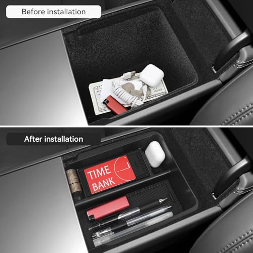 Bercicci Center Console Organizer Hidden Box Compatible with Tesla 20212024 Model Y 20212023 Model 3 Accessories Not Fit Model 3 Highland ABS Plastic Material Armrest Secondary Storage Box - Image 3