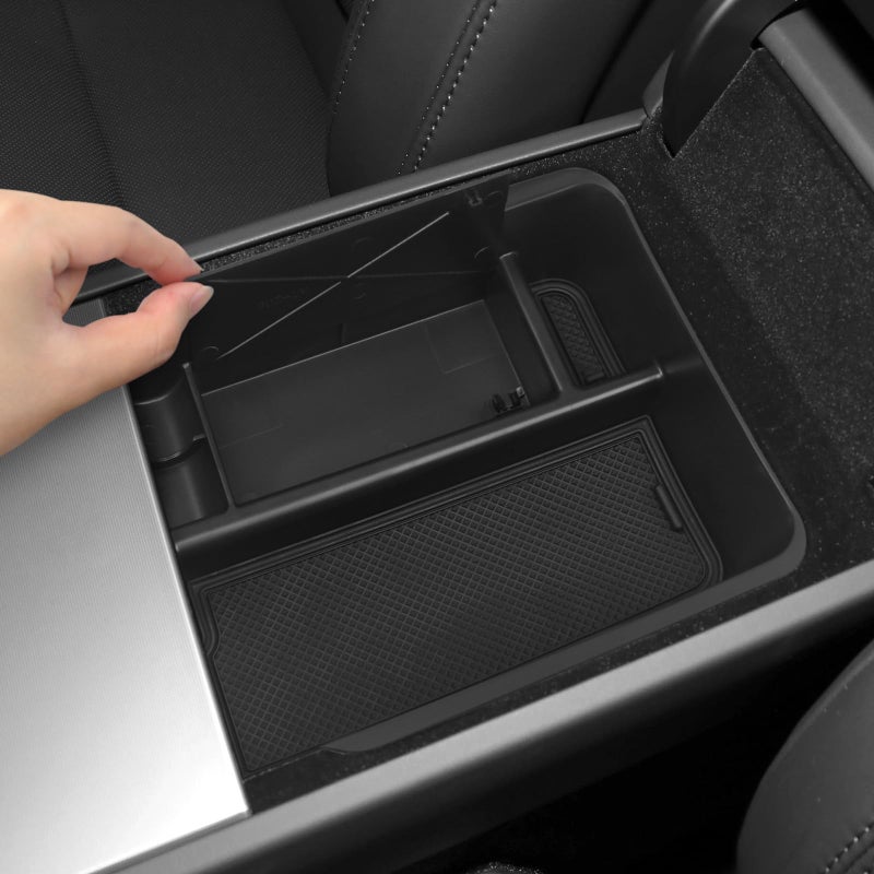 Bercicci Center Console Organizer Hidden Box Compatible with Tesla 20212024 Model Y 20212023 Model 3 Accessories Not Fit Model 3 Highland ABS Plastic Material Armrest Secondary Storage Box - Image 2
