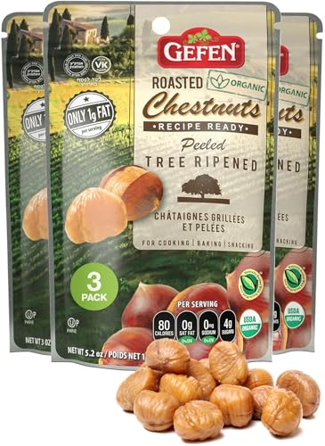 Gefen Organic Whole Peeled and Roasted Chestnuts 3oz 3 Pack  Chestnuts Peeled and Ready to Eat  Great for Cooking  Baking  Gluten Free  Kosher - Image 1