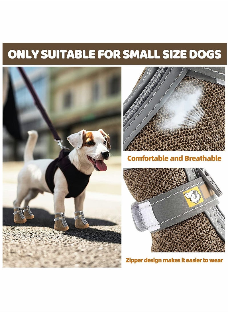 Dog Shoes 4 Pcs Size 2 Anti Slip Breathable Waterproof Dog Booties Boot Paw Protector for Small Dog Dog Hiking Shoes with Reflective Adjustable Strap Zipper Puppy Shoe for Hot Pavement Winter Snow - Image 5