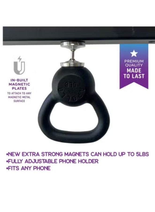 AROAQ Dual Magnetic Gym Phone Holder for Working Out Videos-Double Sided Strong Magnet with 360 Degree Rotation - Fits Any Smart Phone - Image 4