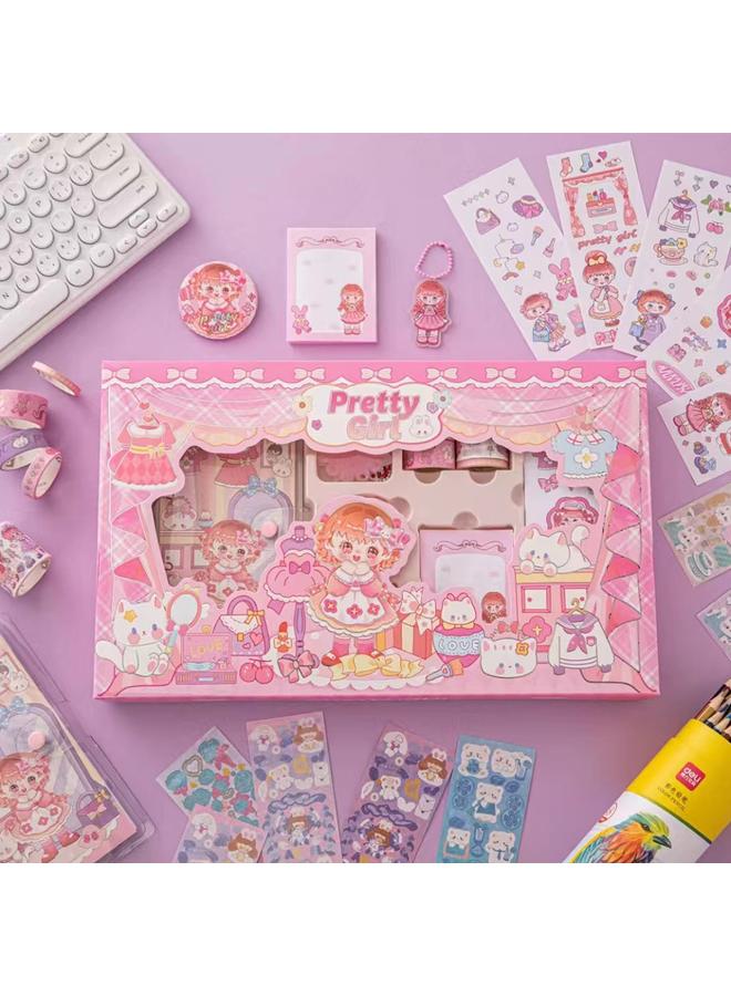 Bluejw Cute Hand Ledger Suit Loose-leaf Hand Ledger Full Set Wholesale Cartoon Student Stationery Gift Goo Card Hand Ledger Gift Box - Image 1