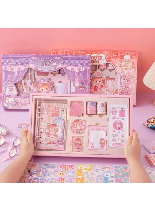 Bluejw Cute Hand Ledger Suit Loose-leaf Hand Ledger Full Set Wholesale Cartoon Student Stationery Gift Goo Card Hand Ledger Gift Box - Image 5